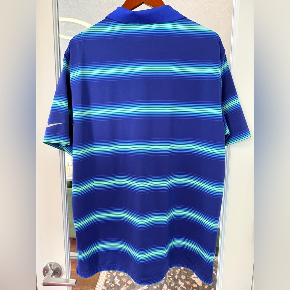 Nike Men's Polo Shirt with Blue and Green Stripes - Picture 4 of 4